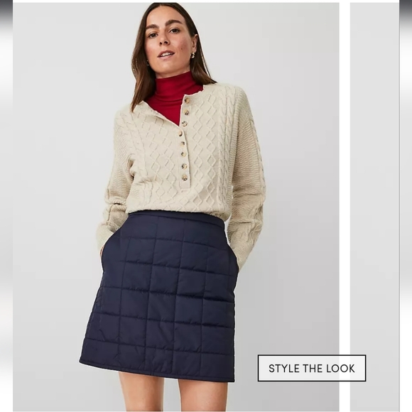 Ann Taylor Dark Blue Quilted Mini Skirt - Picture 2 of 5